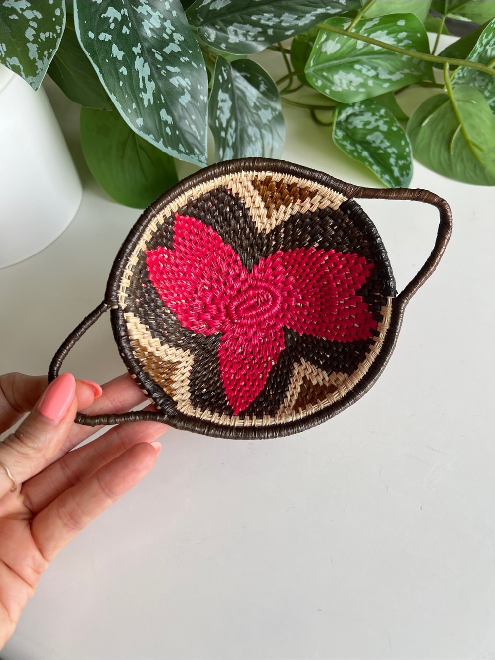 Small Woven Basket with Handles Vintage